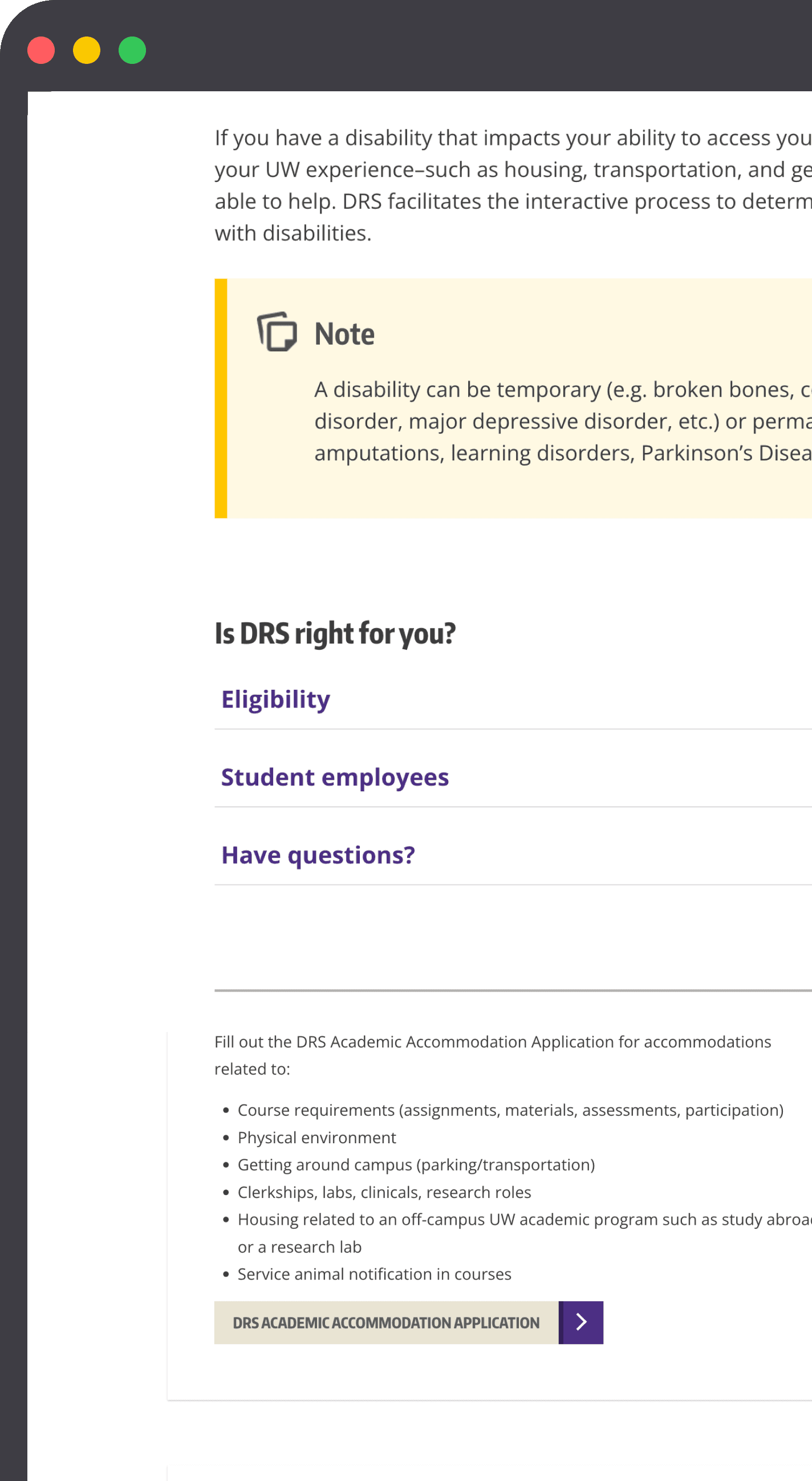 Callout card system in production on a live DRS page