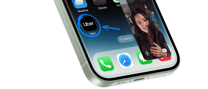 Annotating in Real-Time — split view of an instructor drawing a circle around the Account button on the Uber app, with the annotation mirrored on the learner’s screen.