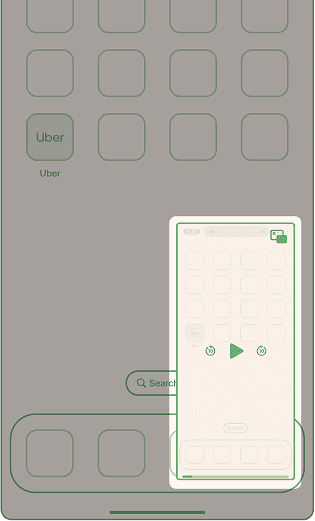 Iteration 2 — After. Phone mockup showing the lesson playing in Picture-in-Picture so the learner can practise on their actual device while watching.